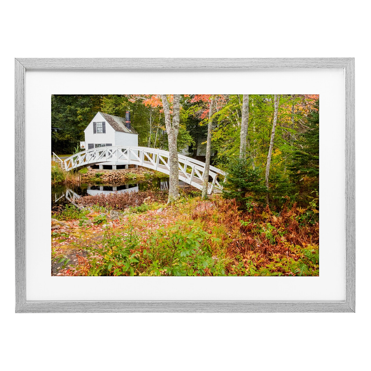 Stupell Industries Bar Harbor Town Bridge Framed Print Under Glass, design by Jon Evan